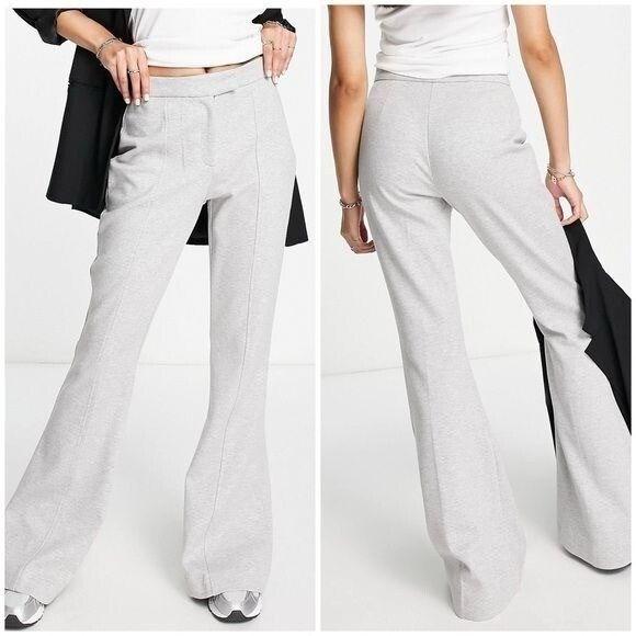 New Topshop jersey twill flare pant in Gray Size 6 - Picture 1 of 5